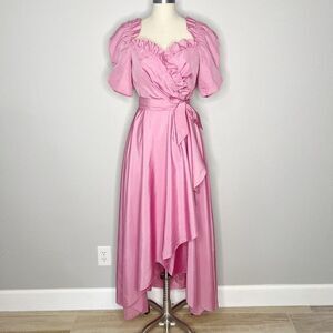 Vintage Made in USA 70's Prom Formal Dress Pink Size XS Puff Sleeves